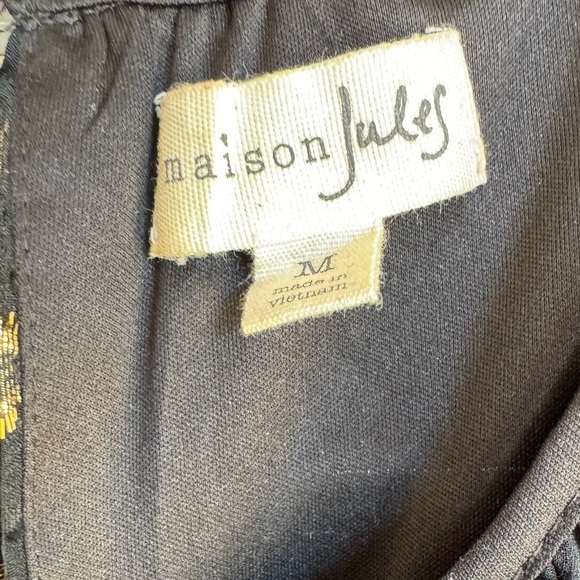 Maison Jules Black and Gold Silk Party Midi Dress - Picture 5 of 5